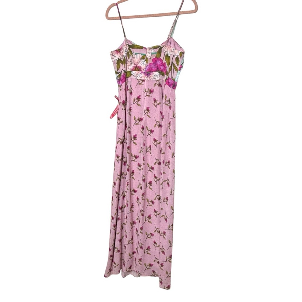 Belle Badgley Mischka | Ollie *Pink Multi-Floral* Maxi Gown | *NWT* | Side Slit - Picture 4 of 8